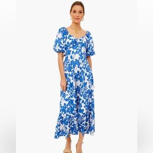 Blue Floral Seaport Midi Dress by HYACINTH HOUSE.